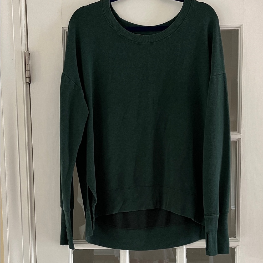Athleta L Dark Green Coaster Luxe Crewneck Sweatshirt
